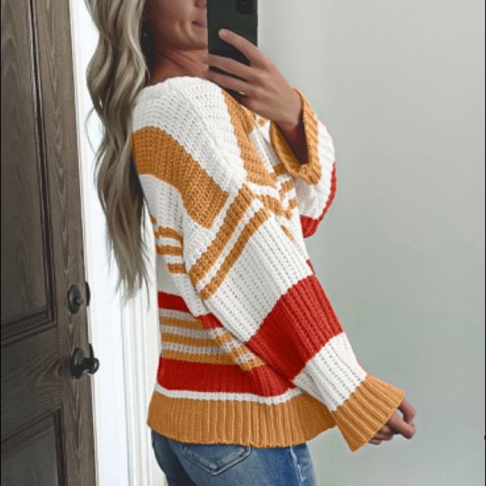 Oversized Colorful Striped Sweater - Picture 2 of 11
